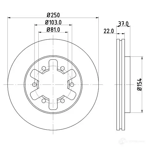 Тормозной диск HELLA 5 2907 M6QJJFY 8dd355102331 30800 - Изображение 1
