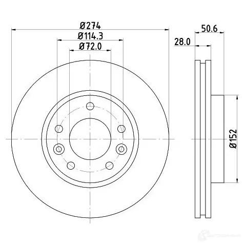 Тормозной диск HELLA 1193338978 YK596 8DD 355 125-591 54 747PRO изображение 0