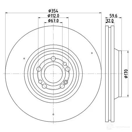 Тормозной диск HELLA 1437484058 2CR3 6WY 8DD 355 132-221 изображение 0