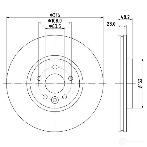 Тормозной диск HELLA 1437963215 8DD 355 131-861 ZN4VT S изображение 3