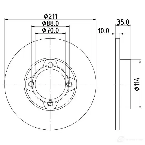 Тормозной диск HELLA 8dd355114851 547 00PRO LQWSR 32049