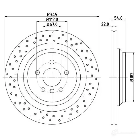 Тормозной диск HELLA 55837PRO_H C 8DD 355 126-281 JXX9G7Y 1193339007 - Изображение 1