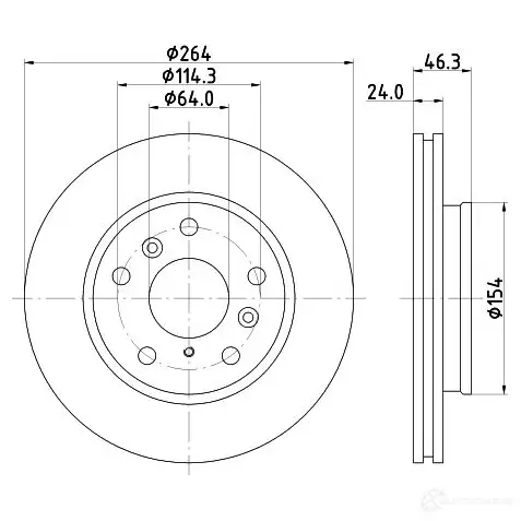 Тормозной диск HELLA 5201 3 14FAKY4 8DD 355 103-211 30888 изображение 0