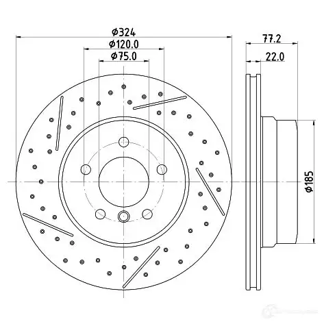 Тормозной диск HELLA 1424241067 UND0QMZ 55955PRO _HC 8DD 355 130-011