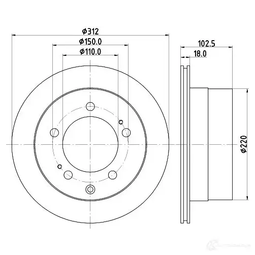 Тормозной диск HELLA 5 5494PRO 1U86B4 8DD 355 122-401 32724 изображение 0