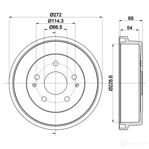 Тормозной барабан HELLA 8DT 355 301-121 78T1S9N 6134 6 33335 - Изображение 1