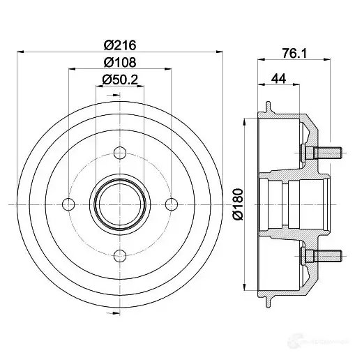 Тормозной барабан HELLA 33356 8dt355301331 629 09 CR4FWYQ - Изображение 1