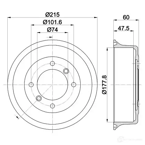 Тормозной барабан HELLA 33425 6117 1 ZHS7ZGS 8DT 355 302-041