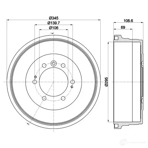 Тормозной барабан HELLA 614 32 33492 8dt355302921 U2508P