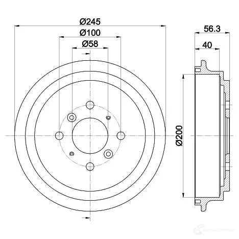 Тормозной барабан HELLA 8DT 355 300-571 33280 6126 3 ETQ3U8Z изображение 0