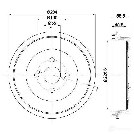 Тормозной барабан HELLA 33487 6141 2 ULGR6XN 8DT 355 302-711 - Изображение 1
