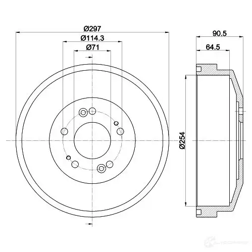 Тормозной барабан HELLA IAGX9 6130 5 8dt355300871 33310
