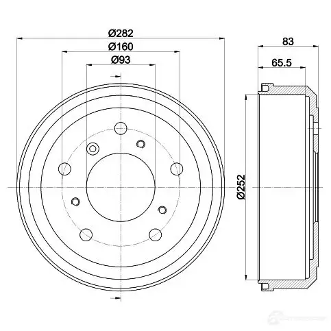 Тормозной барабан HELLA 33388 557UTN 6 3907 8DT 355 301-651 - Изображение 1