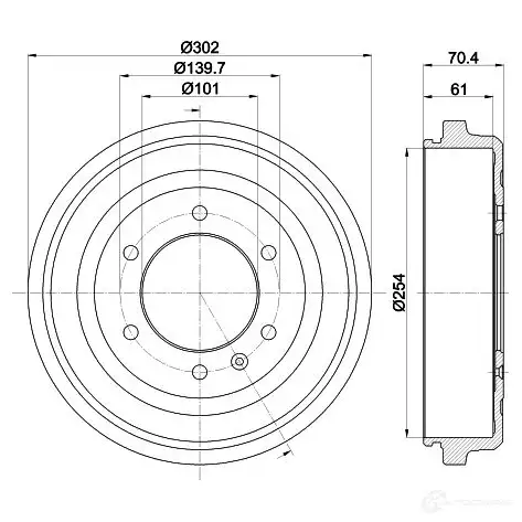 Тормозной барабан HELLA EKH79I 33499 6 1439 8dt355302991 изображение 0