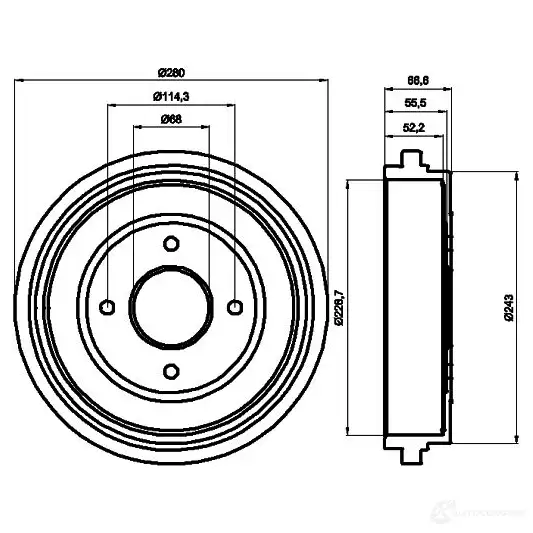 Тормозной барабан HELLA 33255 8DT 355 300-321 U6ULXI 6 1233 - Изображение 1