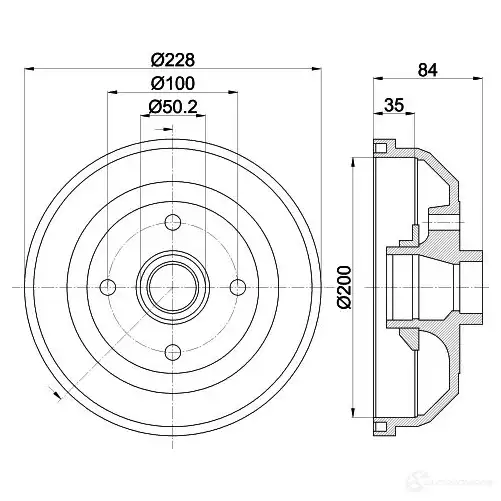 Тормозной барабан HELLA 8DT 355 301-551 6293 1 33378 SWI72W - Изображение 1