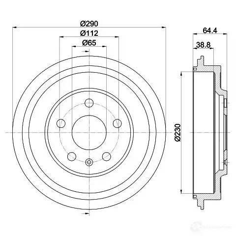 Тормозной барабан HELLA 6139 6 8DT 355 302-561 H1LG3 33472