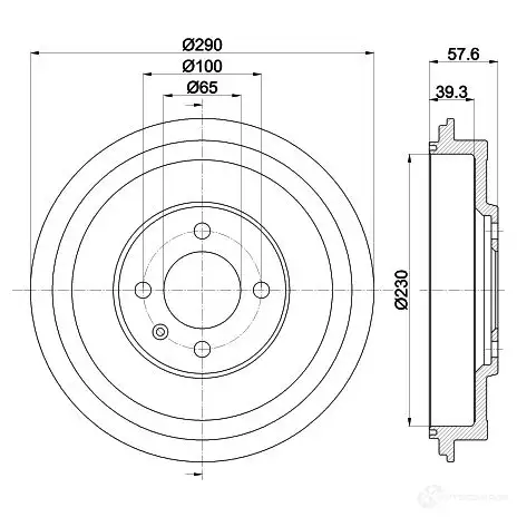 Тормозной барабан HELLA 33304 8DT 355 300-811 61 295 YB182Q изображение 0