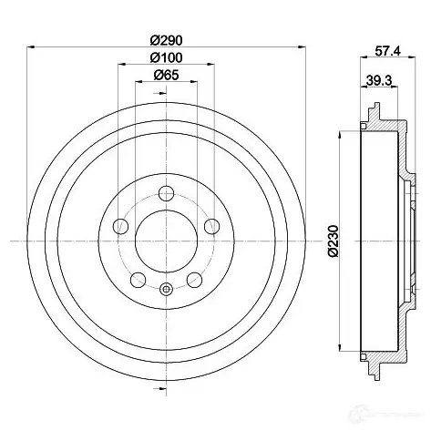 Тормозной барабан HELLA 33265 8DT 355 300-421 STN3LF 6 1243 - Изображение 1