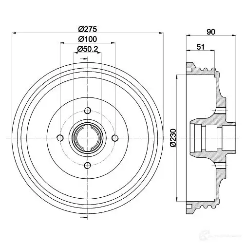 Тормозной барабан HELLA AXXGZM 8DT 355 301-351 6 2911 33358 - Изображение 1