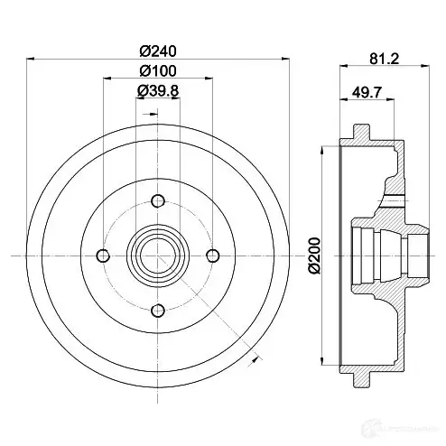 Тормозной барабан HELLA 6391 2 33393 B0848UK 8DT 355 301-701 - Изображение 1