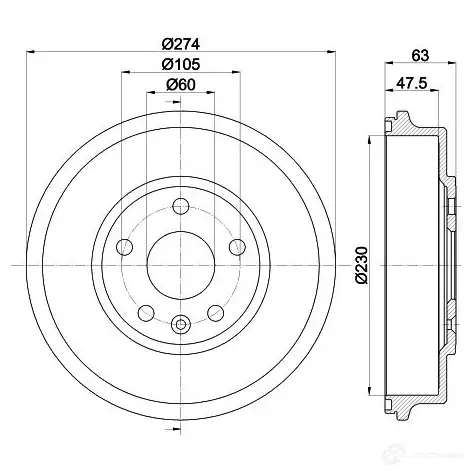 Тормозной барабан HELLA 33476 6139 9 8dt355302601 K8Q3H