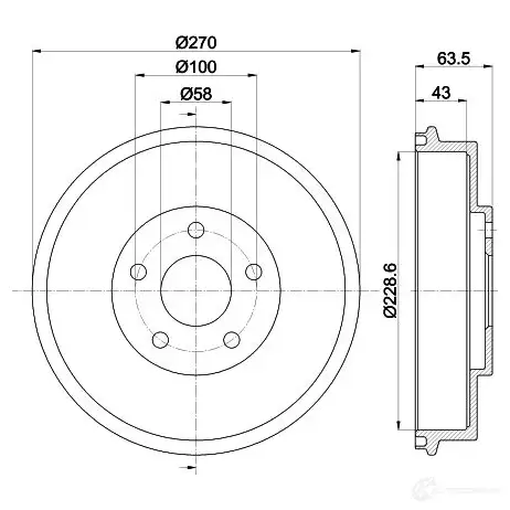 Тормозной барабан HELLA 8dt355300911 6131 0 18GBSX8 33314 изображение 0