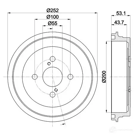 Тормозной барабан HELLA 8DT 355 301-901 61 364 K0JHND 33411 изображение 0