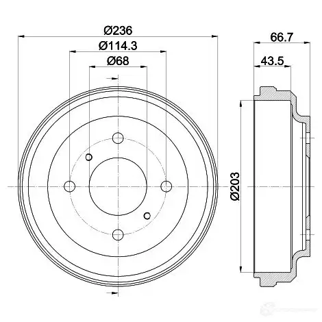 Тормозной барабан HELLA 8DT 355 300-621 SXX1223 61 269 33285 - Изображение 1