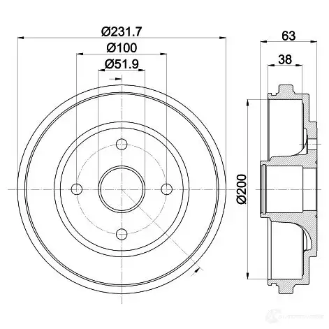 Тормозной барабан HELLA 61 335 8dt355301031 86WCEQ 33326 изображение 0