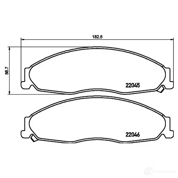 Тормозные колодки дисковые, комплект HELLA 8DB 355 021-591 22046 2 2045 30103 - Изображение 1