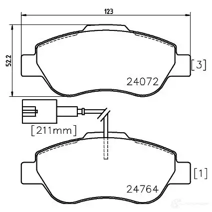 Тормозные колодки дисковые, комплект HELLA 240 72 29424 8DB 355 014-471 24764 изображение 0