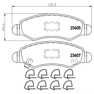Тормозные колодки, комплект HELLA 23607 23 605 29157 8db355011691 - Изображение 1