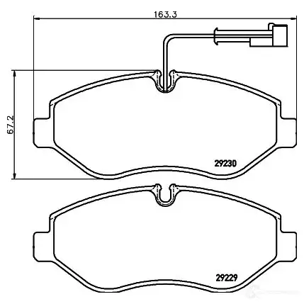 Тормозные колодки дисковые, комплект HELLA 28593 8DB 355 005-611 2 9229 29230 - Изображение 1