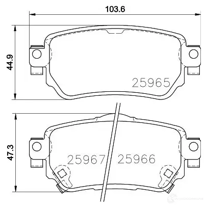 Тормозные колодки, комплект HELLA 8db355021491 25 965 25966 30094 - Изображение 1