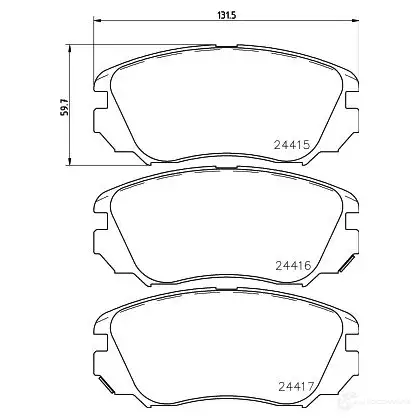 Тормозные колодки дисковые, комплект HELLA 244 15 8DB 355 013-051 24416 29284 изображение 3