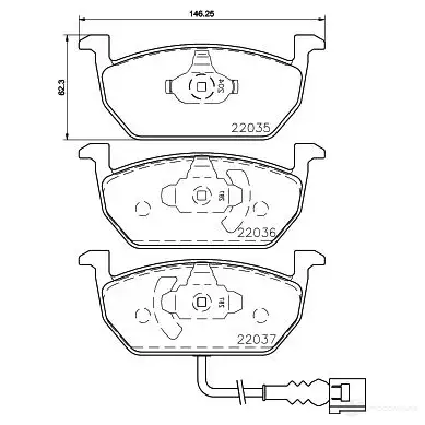 Тормозные колодки, комплект HELLA 2 2035 8db355021951 22036 30133 - Изображение 1