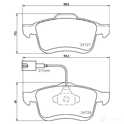 Тормозные колодки, комплект HELLA T2464 247 29 8db355024691 30221 изображение 0