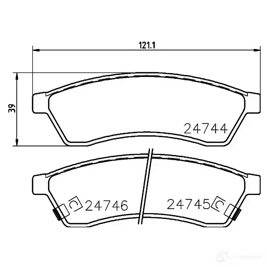 Тормозные колодки дисковые, комплект HELLA 29426 24745 8DB 355 014-491 2 4744 - Изображение 1