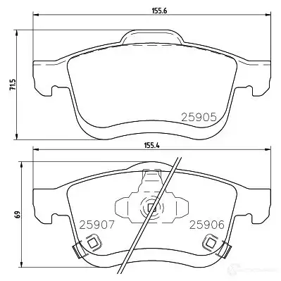 Тормозные колодки дисковые, комплект HELLA 8DB 355 021-801 30122 25906 2590 5 изображение 0