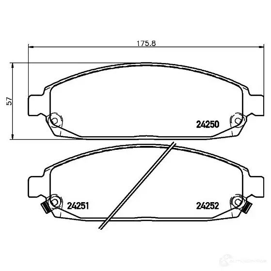 Тормозные колодки дисковые, комплект HELLA 2 4250 8DB 355 012-101 29194 24251 - Изображение 1