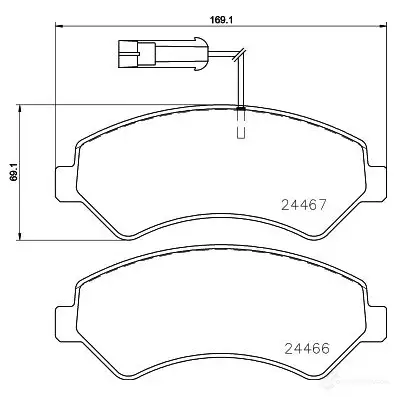 Тормозные колодки, комплект HELLA 8db355023011 30196 24467 2 4466 - Изображение 1