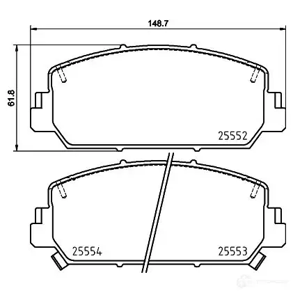 Тормозные колодки, комплект HELLA 25 552 8db355024971 1193335367 25553