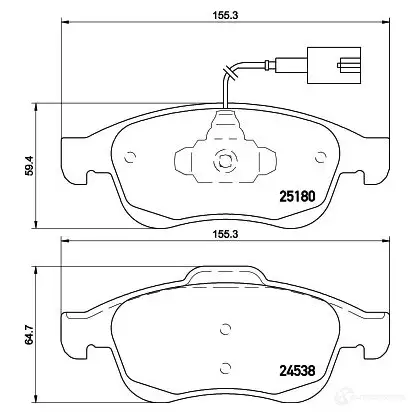 Тормозные колодки, комплект HELLA 8db355015521 25180 29528 2 4538 - Изображение 1