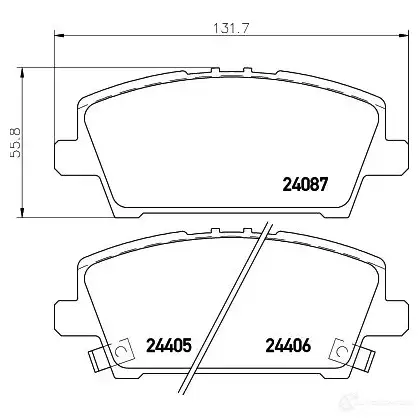 Тормозные колодки дисковые, комплект HELLA 24 087 8DB 355 006-911 24405 28722 - Изображение 1