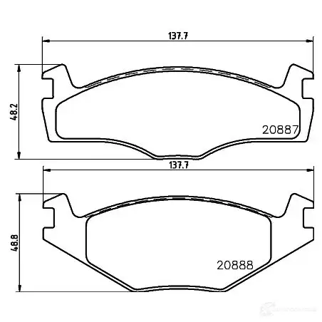 Тормозные колодки, комплект HELLA 8db355006381 28670 20888 2 0887 - Изображение 1