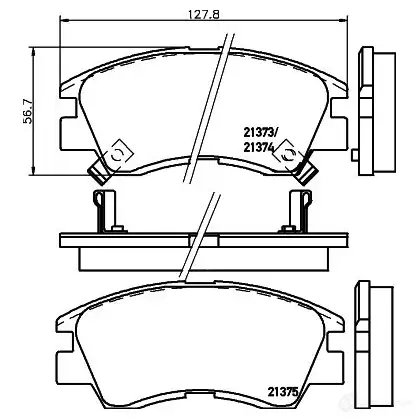 Тормозные колодки дисковые, комплект HELLA 21374 8DB 355 005-781 28610 2137 3 изображение 0