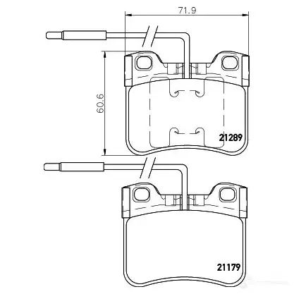 Тормозные колодки, комплект HELLA 8db355007811 21289 28807 211 79 - Изображение 1