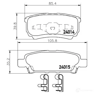 Тормозные колодки дисковые, комплект HELLA 29075 2 4014 24015 8DB 355 010-811 изображение 0