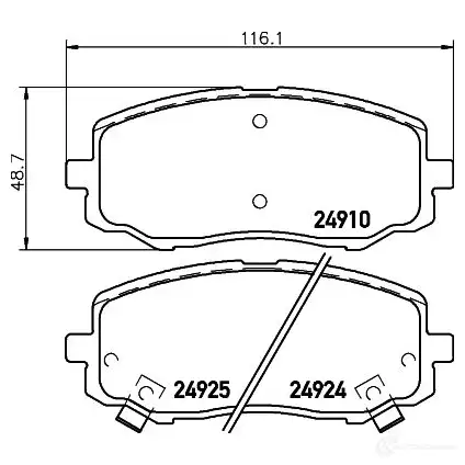 Тормозные колодки дисковые, комплект HELLA 8DB 355 014-901 24925 2 4910 29467 изображение 0